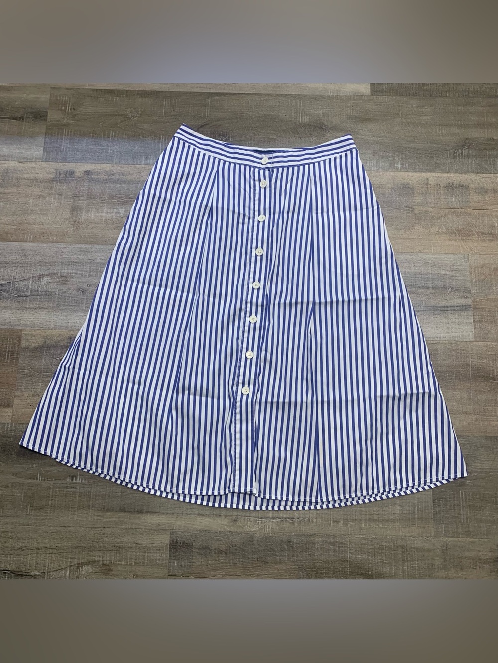 Talbots Women's Size 6 Striped Midi Swing Skirt Button Front